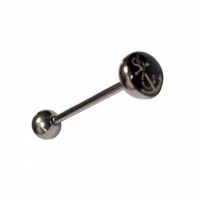 Zilveren Stalen Tongpiercing met Anker Design -