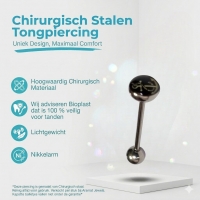 Zilveren Stalen Tongpiercing met Anker Design -