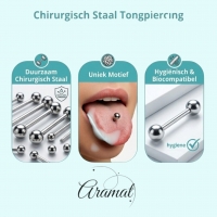 Zilveren Stalen Tongpiercing met Anker Design -