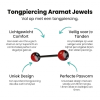 Stalen tongpiercing met acryl balletjes ying yang -