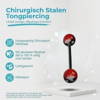 Stalen tongpiercing met acryl balletjes ying yang -