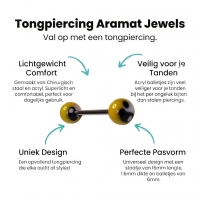Stalen tongpiercing met ying yang balletjes -