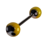 Stalen tongpiercing met ying yang balletjes -