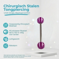 Witte en Paarse Acryl Tongpiercing -