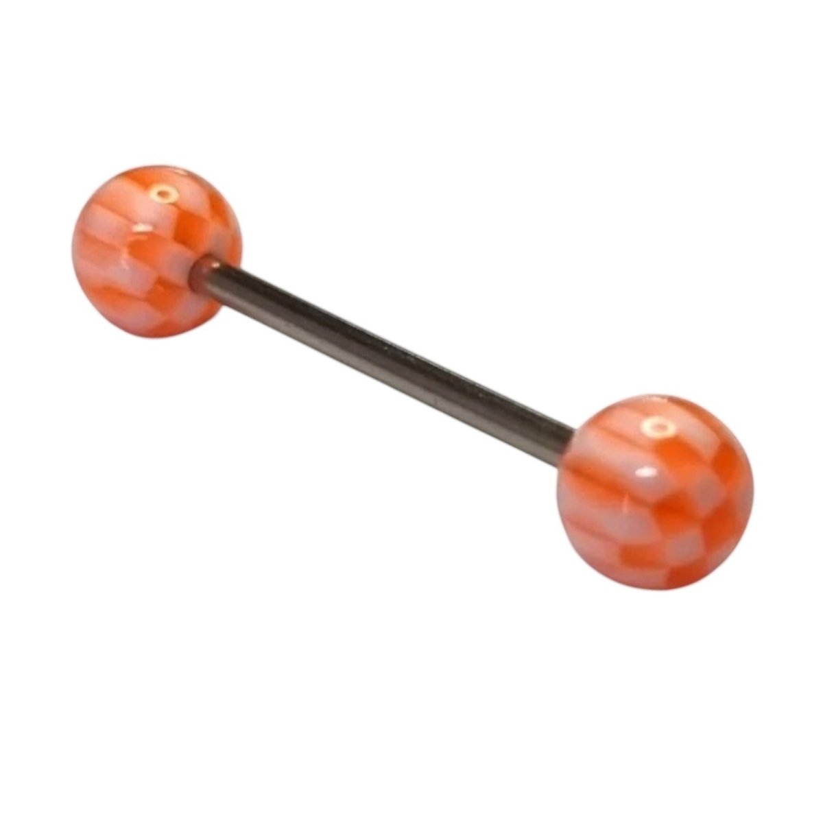 Speelse Acryl Wit Oranje Tongpiercing -