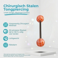 Speelse Acryl Wit Oranje Tongpiercing -