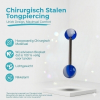 Stijlvolle Acryl Tongpiercing - Wit en Blauw -