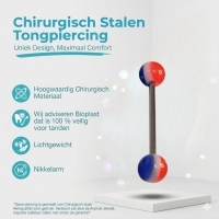 Trendy Tongpiercing Acryl Gestreepte Balletjes - Wit -