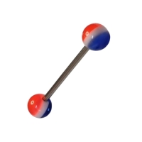 Trendy Tongpiercing Acryl Gestreepte Balletjes - Wit -