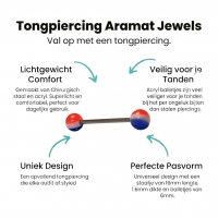 Trendy Tongpiercing Acryl Gestreepte Balletjes - Wit -