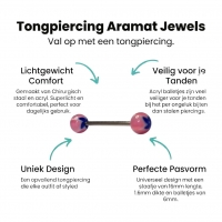Bloem Tongpiercing Acryl Wit Blauw Roze -