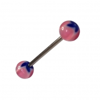 Bloem Tongpiercing Acryl Wit Blauw Roze -