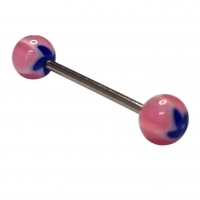 Bloem Tongpiercing Acryl Wit Blauw Roze -