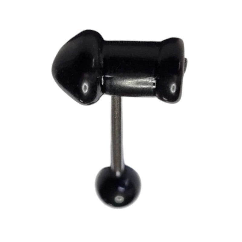 Piemelvormige Zwarte Tongpiercing -