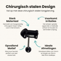 Piemelvormige Zwarte Tongpiercing -