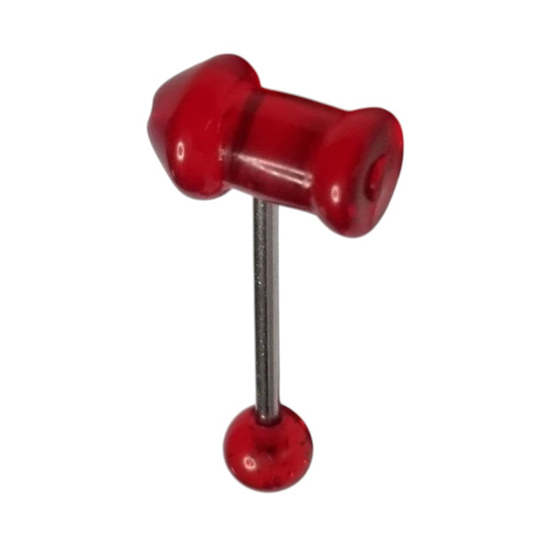 Rode Acryl Piemel Tongpiercing -