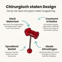 Rode Acryl Piemel Tongpiercing -
