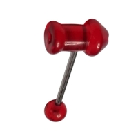 Rode Acryl Piemel Tongpiercing -