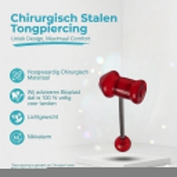 Rode Acryl Piemel Tongpiercing -