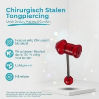 Rode Acryl Piemel Tongpiercing -