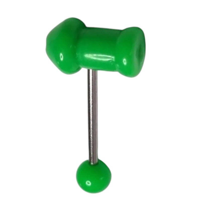 Groene Piemel Tongpiercing met Acryl en Staal -