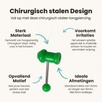 Groene Piemel Tongpiercing met Acryl en Staal -