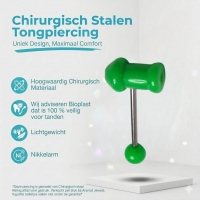 Groene Piemel Tongpiercing met Acryl en Staal -