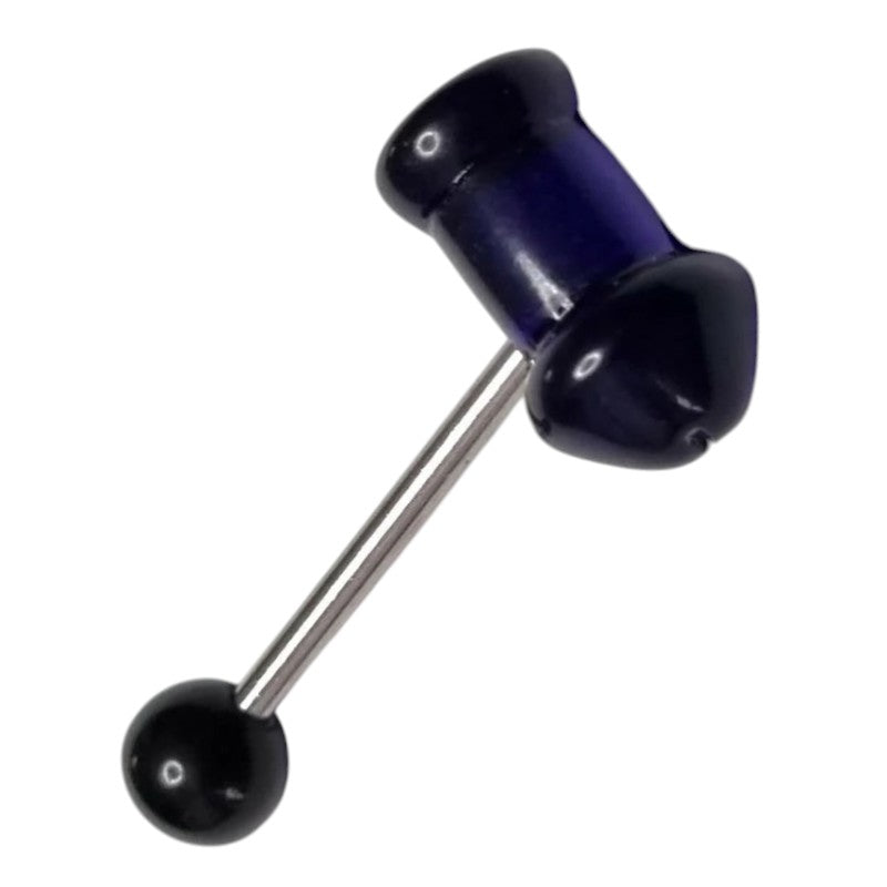 Stalen Tongpiercing met Acryl Piemel - Donker Paars -