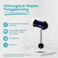 Stalen Tongpiercing met Acryl Piemel - Donker Paars -