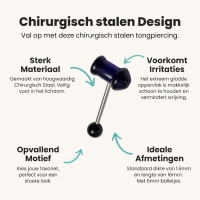 Stalen Tongpiercing met Acryl Piemel - Donker Paars -