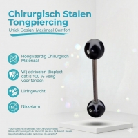 Stijlvolle Tongpiercing Acryl Ster - Zwarte en Witte Sterren -