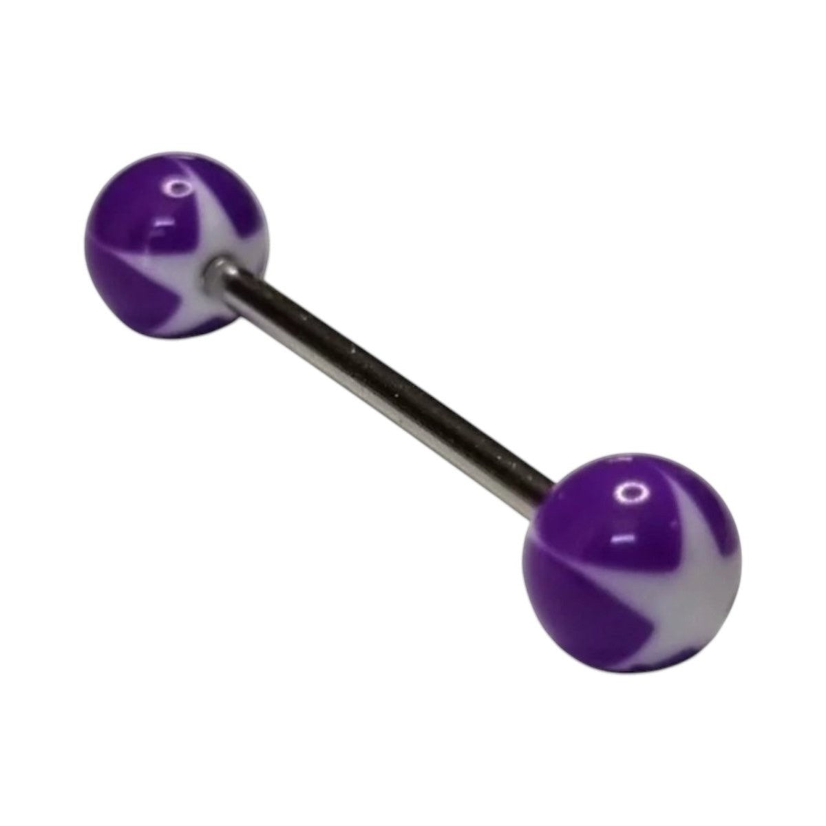 Witte Paarse Acryl Ster Tongpiercing -