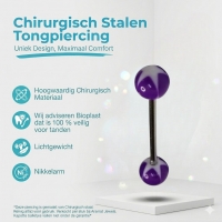 Witte Paarse Acryl Ster Tongpiercing -