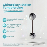 Stijlvolle Tongpiercing Acryl Ster - Zwart Wit -
