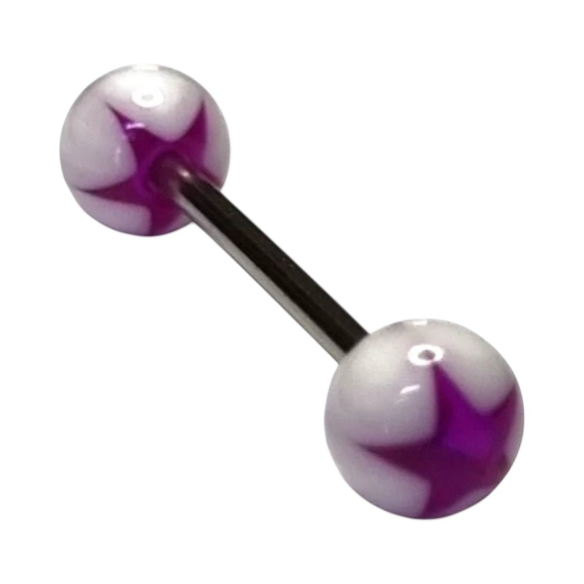 Paars-witte Acryl Ster Tongpiercing -