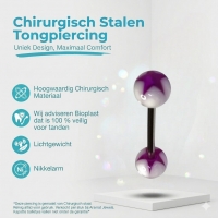 Paars-witte Acryl Ster Tongpiercing -