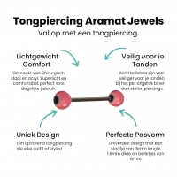 Roze Wit Zwart Acryl Tongpiercing - Staal en Acryl -