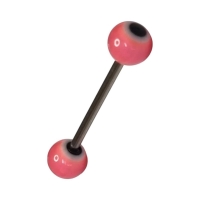 Roze Wit Zwart Acryl Tongpiercing - Staal en Acryl -