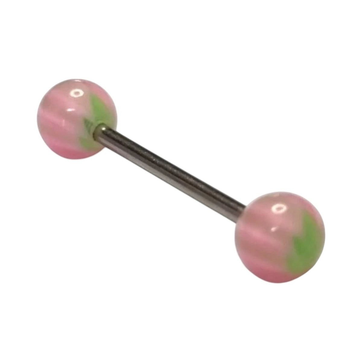 Roze Groen Acryl Tongpiercing -