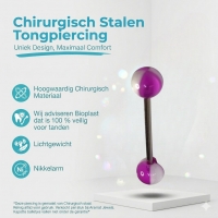 Paarse Acryl Stalen Tongpiercing -