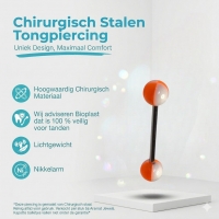 Stalen Oranje Wit Tongpiercing -
