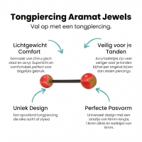 Stalen Tongpiercing met Wit & Oranje Acryl -