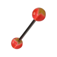 Stalen Tongpiercing met Wit & Oranje Acryl -