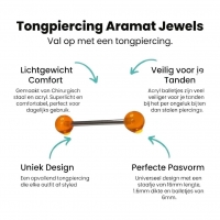 Oranje Acryl Tongpiercing met Staal -
