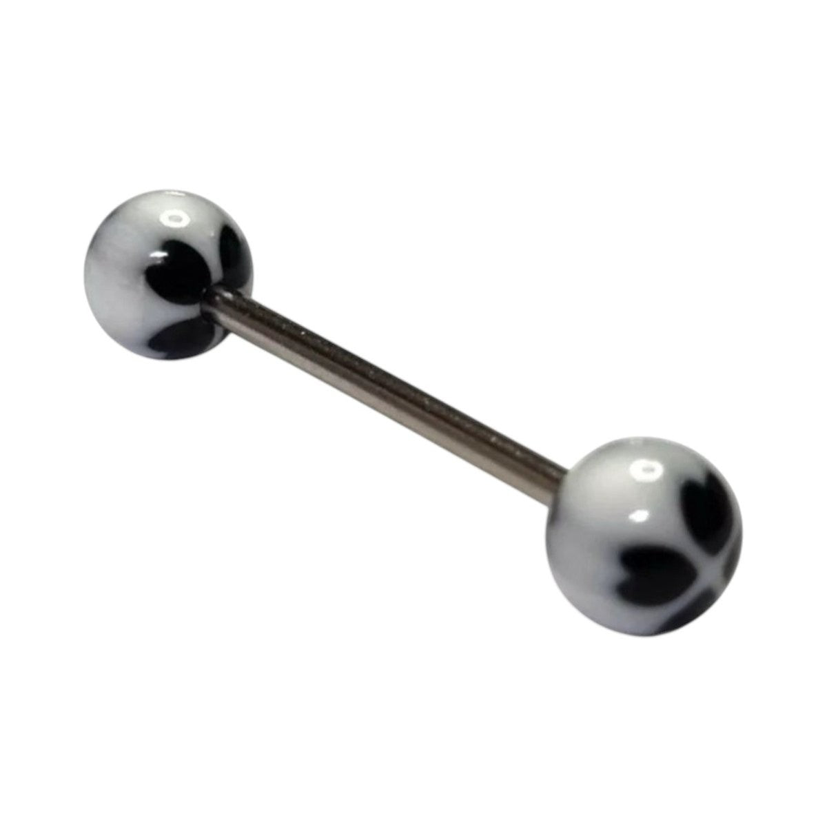 Stijlvolle Stalen Tongpiercing met Acryl Hartjes -