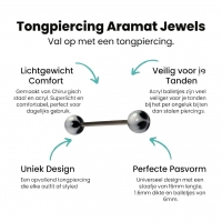 Stijlvolle Stalen Tongpiercing met Acryl Hartjes -