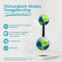 Stalen Tongpiercing met Acryl Hartje -
