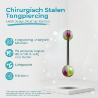 Stalen Acryl Tongpiercing met Hartjes -