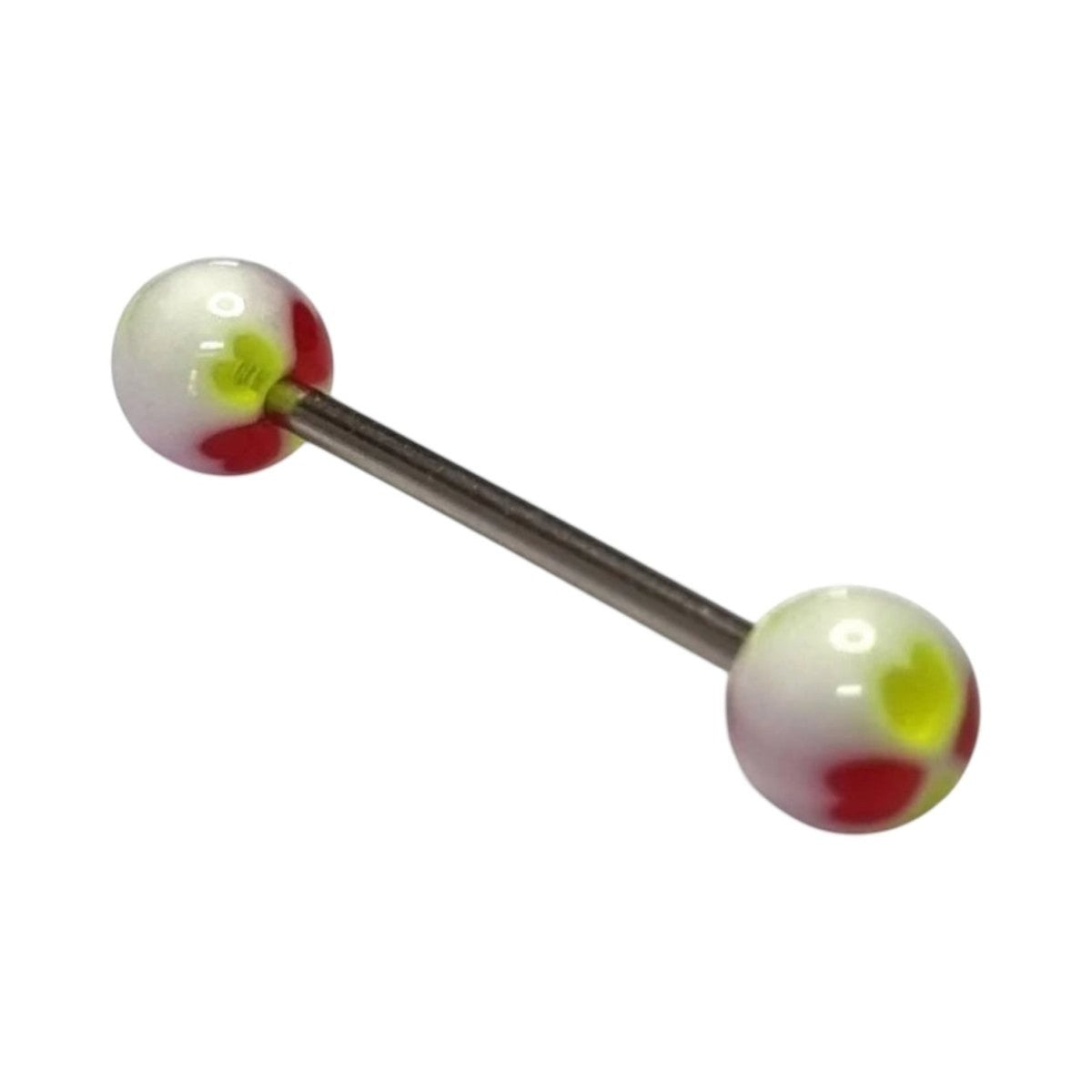 Stalen Tongpiercing Acryl Hartjes - Groen Rood -
