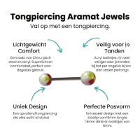 Stalen Tongpiercing Acryl Hartjes - Groen Rood -
